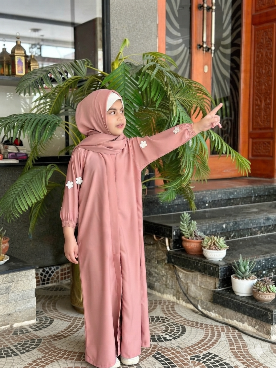 Kids Floral Abaya-1